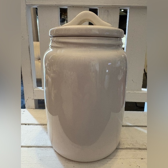 Rae Dunn White Holiday Canister with Red Accents - Picture 3 of 3